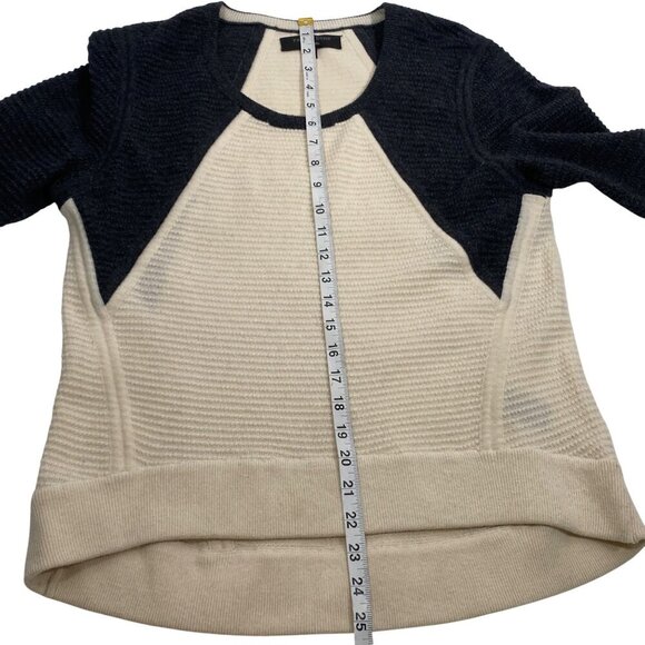 Rag & Bone Womens 100% Wool Blend Two-Tone Sweater XS charcoal gray Cream preppy - Picture 9 of 10